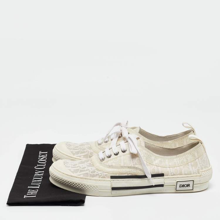 Pre Owned Dior White Oblique Canvas Walk'n'Dior Sneakers Size 45