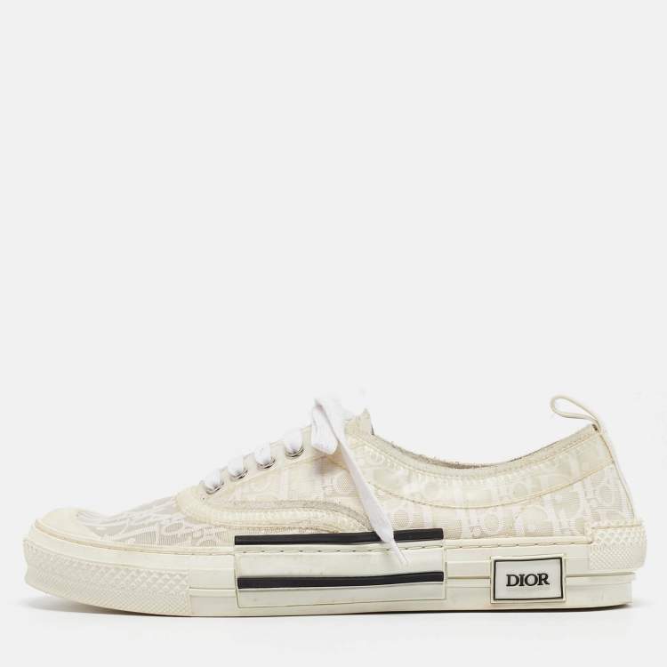 Pre Owned Dior White Oblique Canvas Walk'n'Dior Sneakers Size 45