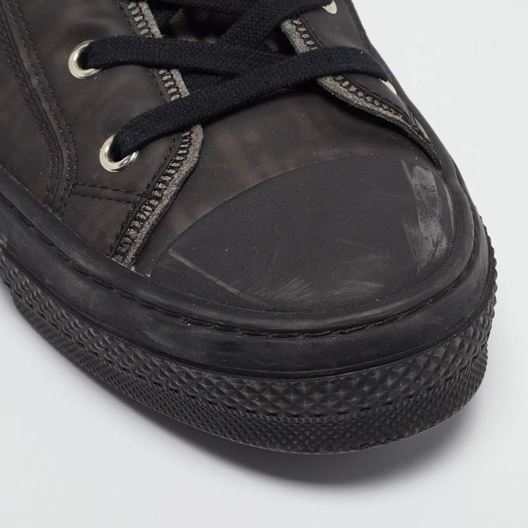 Pre Owned Dior Black Rubber and Oblique Mesh B23 High Top Sneakers Size 42 