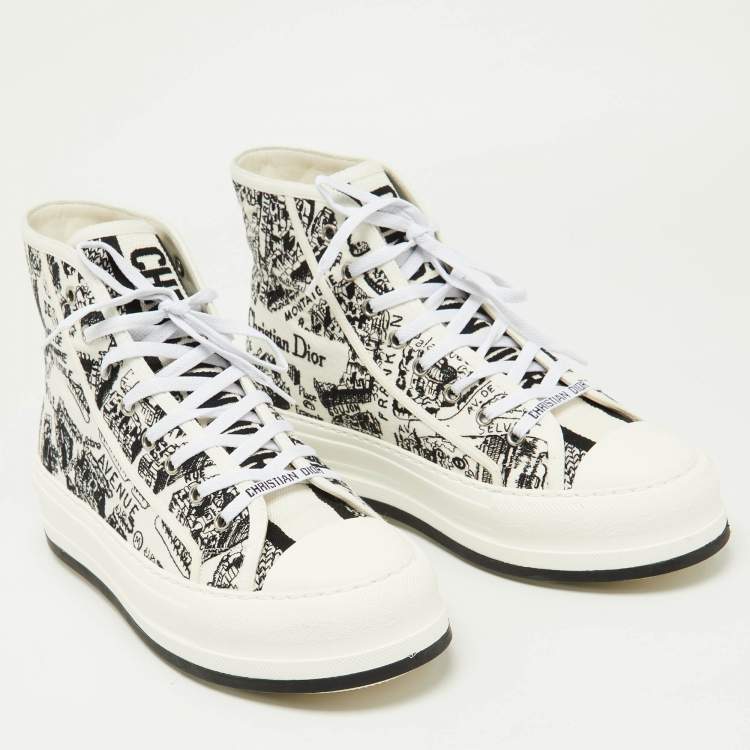 Pre Owned Dior Black/White Canvas Walk'n'dior High Top Sneakers Size 41