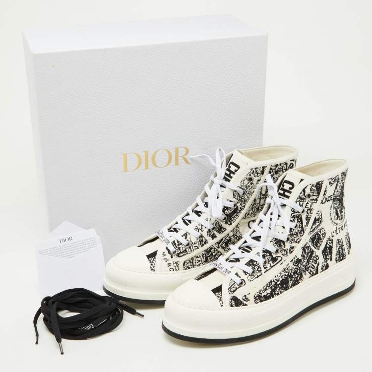 Pre Owned Dior Black/White Canvas Walk'n'dior High Top Sneakers Size 41