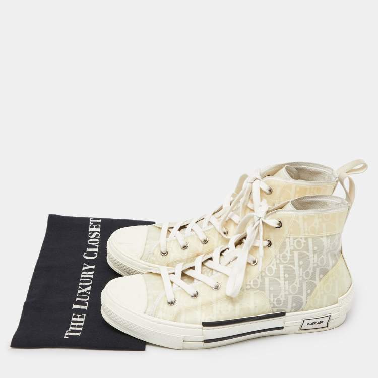 Pre Owned Dior Off White Oblique Mesh and Rubber B23 Sneakers Size 43