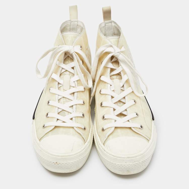 Pre Owned Dior Off White Oblique Mesh and Rubber B23 Sneakers Size 43