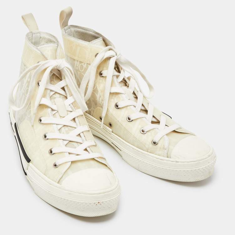 Pre Owned Dior Off White Oblique Mesh and Rubber B23 Sneakers Size 43