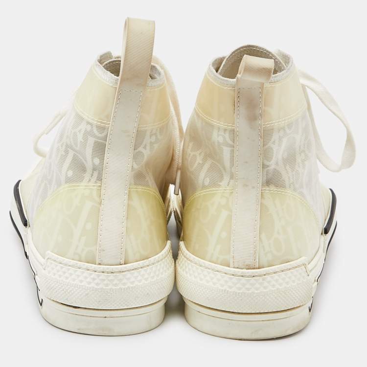 Pre Owned Dior Off White Oblique Mesh and Rubber B23 Sneakers Size 43