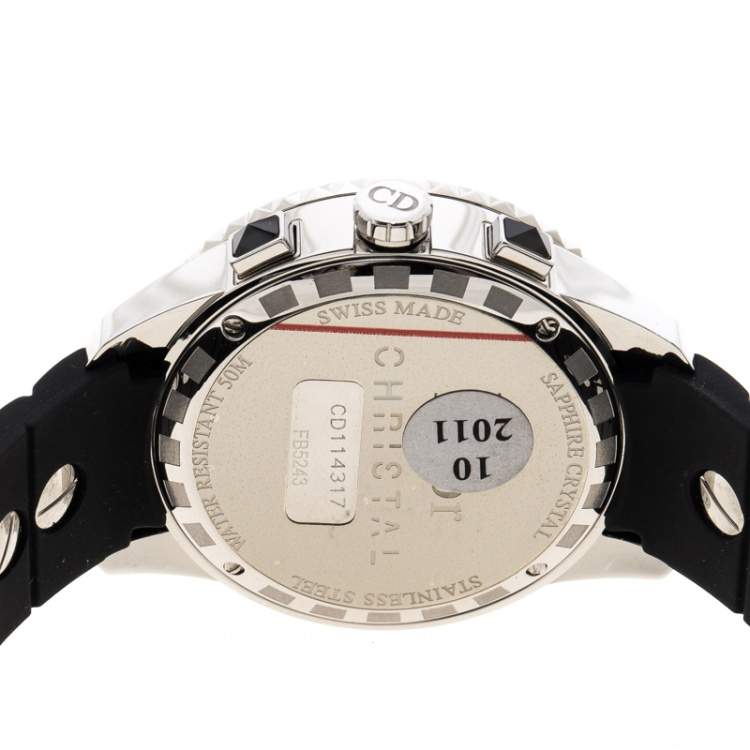 Pre Owned Dior Black Stainless Steel Christal CD114317 Men's Wristwatch 38 mm