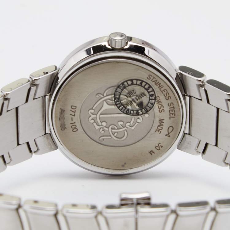 Pre Owned Christian Dior Black Stainless Steel D77-100 Men's Wristwatch 35 mm