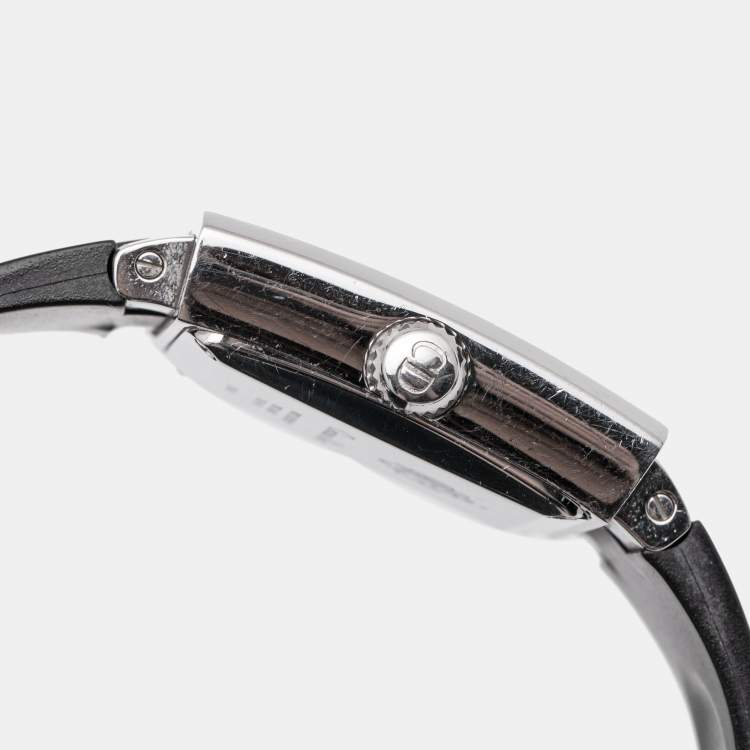 Pre Owned Christian Dior Black Stainless Steel Rubber Riva D101-100 Women's Wristwatch 31 mm