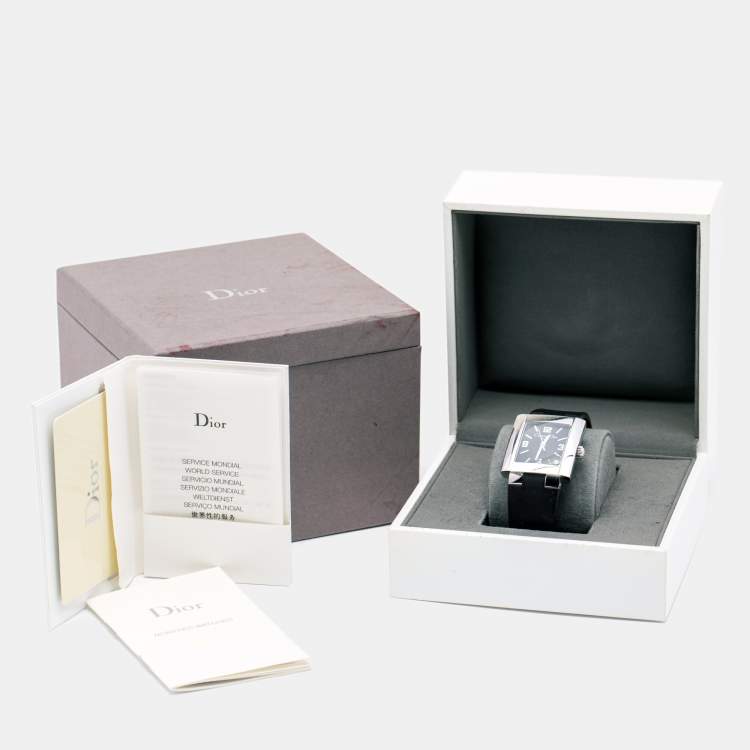 Pre Owned Christian Dior Black Stainless Steel Rubber Riva D101-100 Women's Wristwatch 31 mm