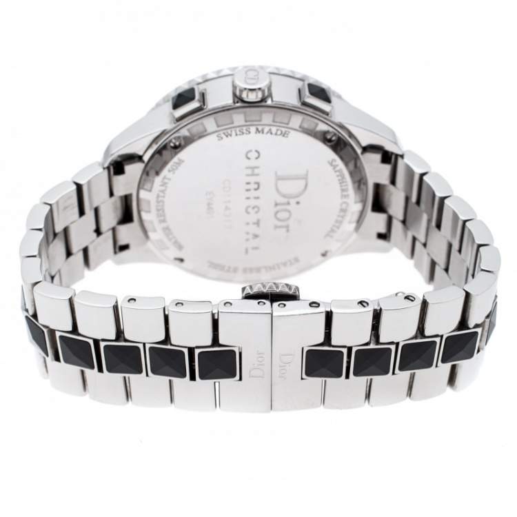 Pre Owned Dior Black Stainless Steel Christal CD14317 Men's Wristwatch 38 mm