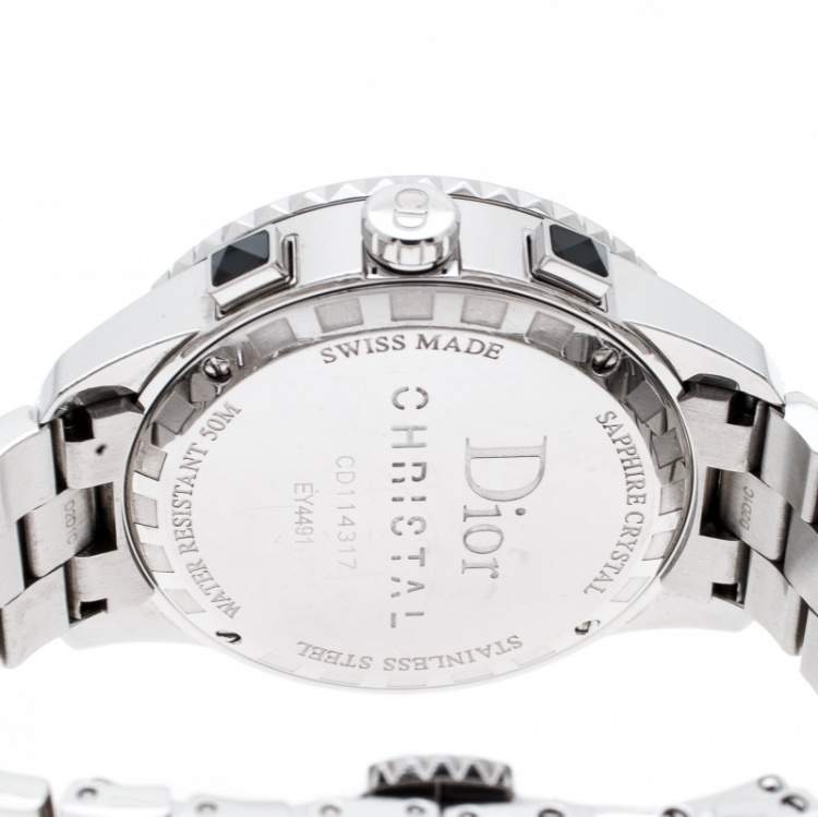 Pre Owned Dior Black Stainless Steel Christal CD14317 Men's Wristwatch 38 mm