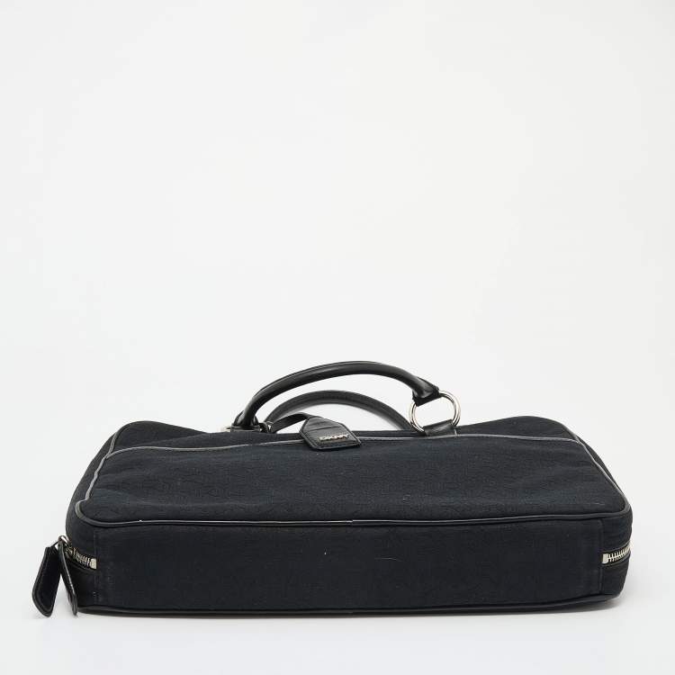 Pre Owned Dkny Black Canvas and Leather Laptop Bag