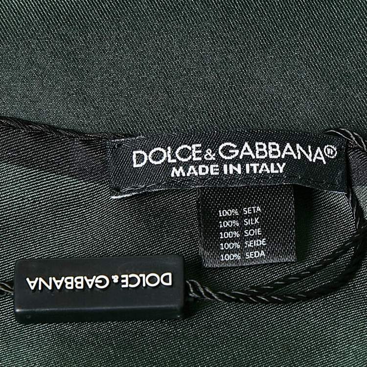 Pre Owned Dolce & Gabbana Green Silk Pocket Square 