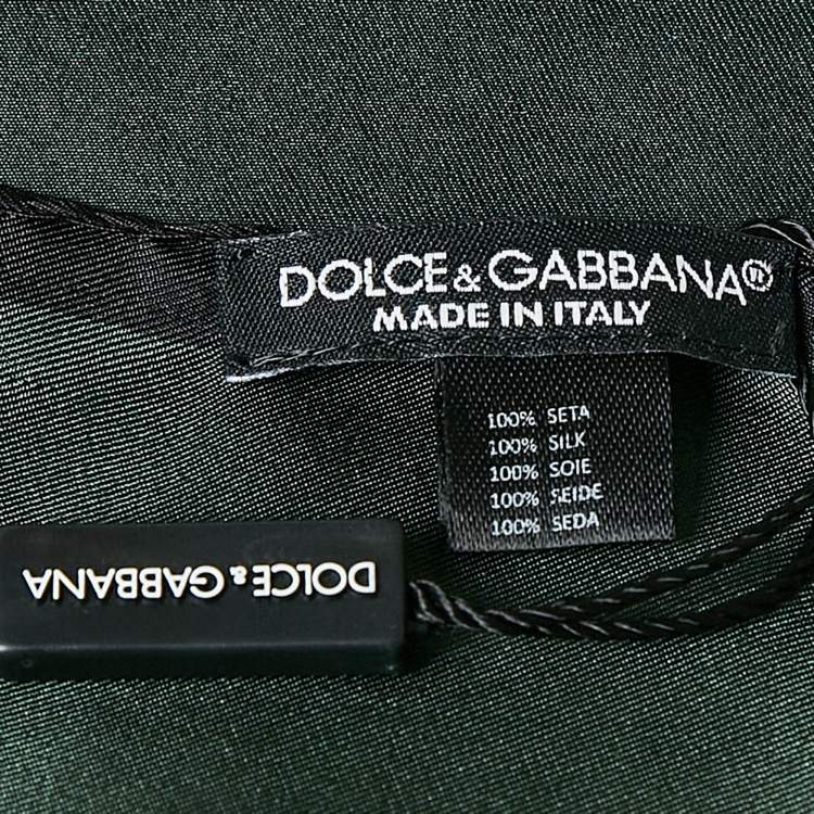 Pre Owned Dolce & Gabbana Green Silk Pocket Square 