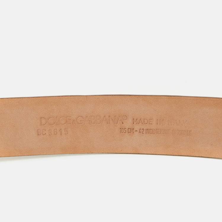 Pre Owned Dolce & Gabbana Brown Crocodile Leather Buckle Belt 105 CM