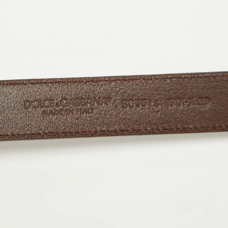 مملوكة مسبقًا حزام دولتشي أند غابانا إبزيم جلد بني مقاس 85 سم