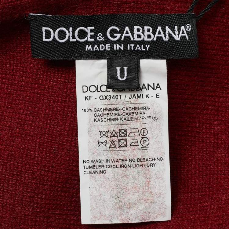 مملوكة مسبقًا وشاح دولتشي آند غابانا كشمير بشعار زركشة بورجوندي وأخضر مع شراشيب