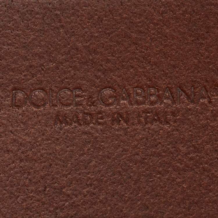 Pre Owned Dolce & Gabbana Brown Leather DG Logo Buckle Belt 100CM