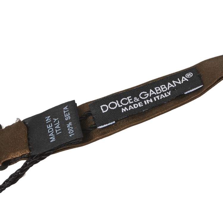 Pre Owned Dolce & Gabbana Brown Silk Satin Classic Bow Tie