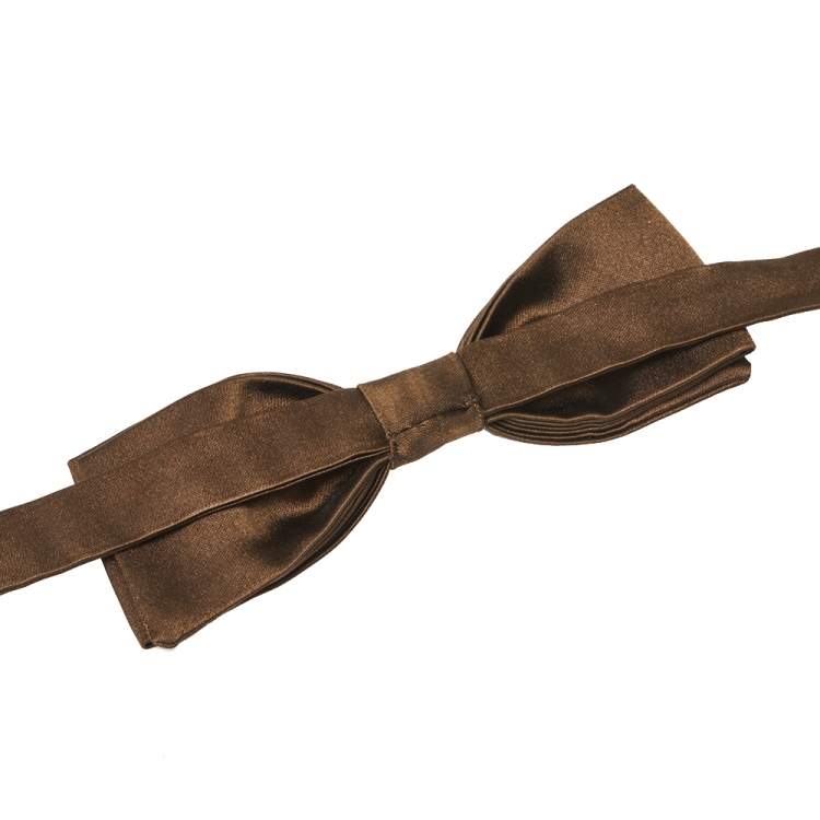 Pre Owned Dolce & Gabbana Brown Silk Satin Classic Bow Tie