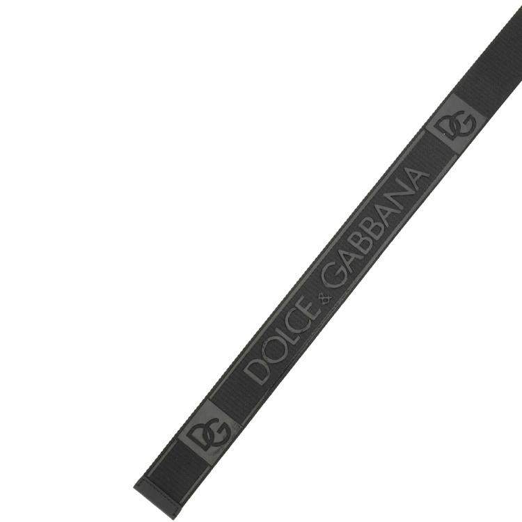 Pre Owned Dolce & Gabbana Black/Grey Branded tape Belt CM 95