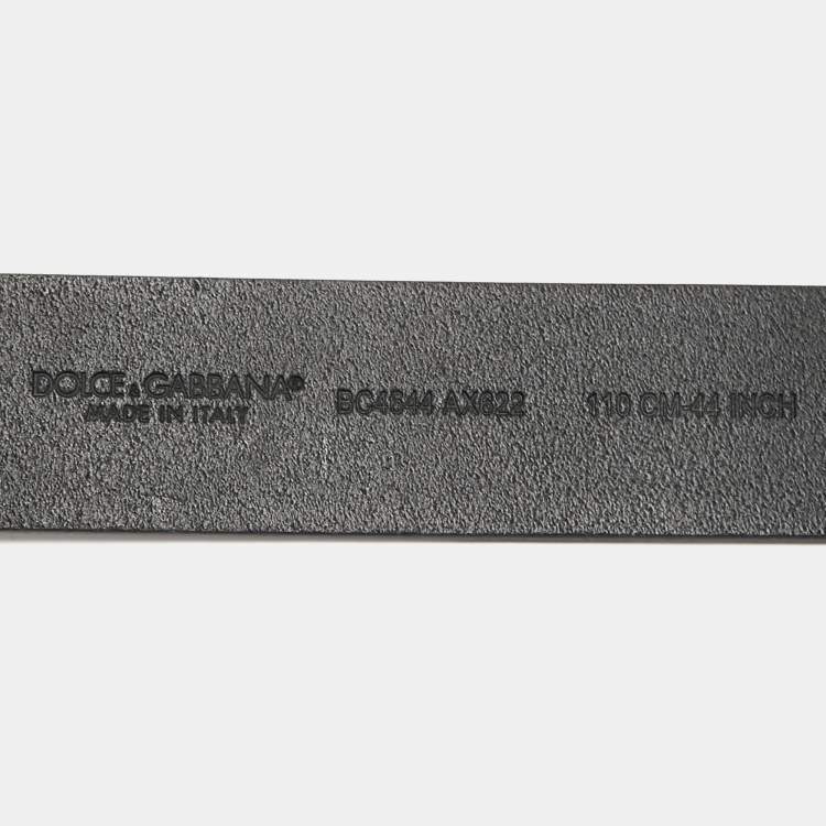 Pre Owned Dolce & Gabbana Black Leather DG Logo Belt 110CM