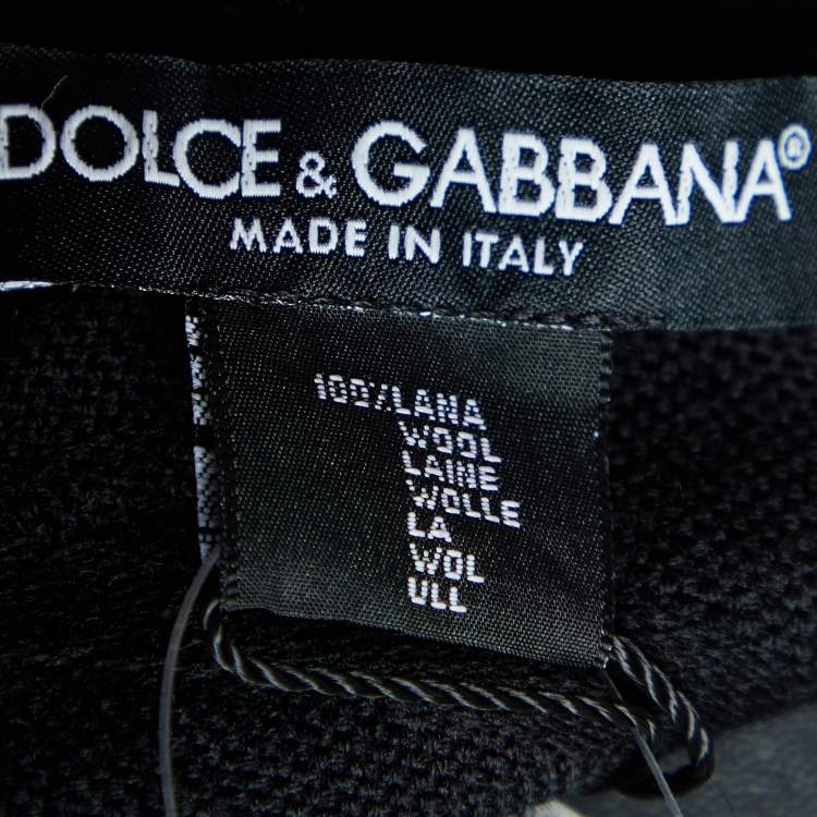 Pre Owned Dolce & Gabbana Black Logo Jacquard Wool Bandana 