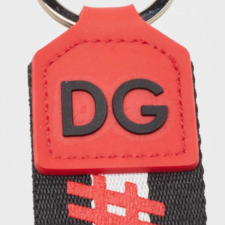 Pre Owned Dolce & Gabbana Black/Red Fabric DG Millennials Key Holder