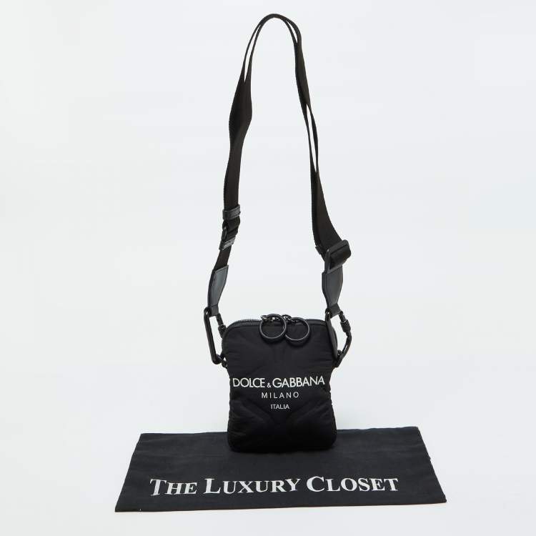 Pre Owned Dolce & Gabbana Black Nylon Logo Crossbody Bag