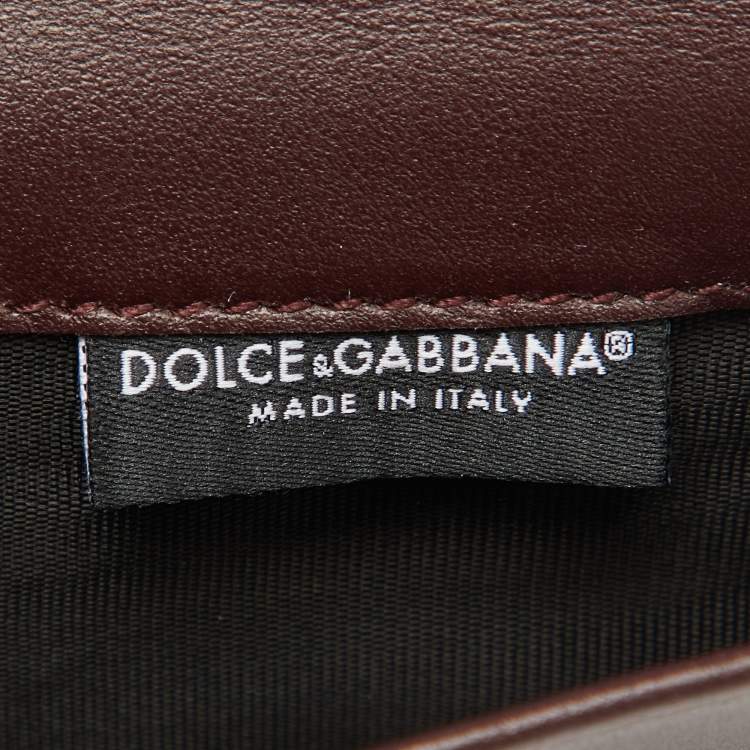 Pre Owned Dolce & Gabbana Burgundy Leather Trifold Card Case