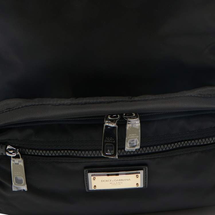 Pre Owned Dolce & Gabbana Black Nylon Logo Plaque Backpack