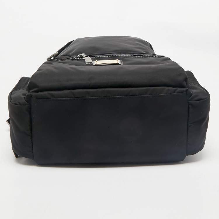 Pre Owned Dolce & Gabbana Black Nylon Logo Plaque Backpack
