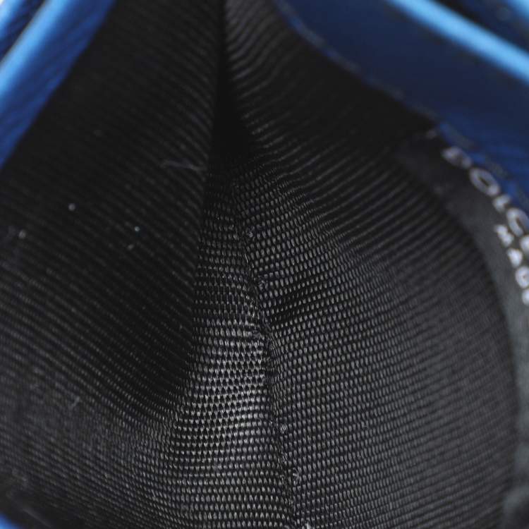 Pre Owned Dolce & Gabbana Blue Leather DG Logo Card Holder