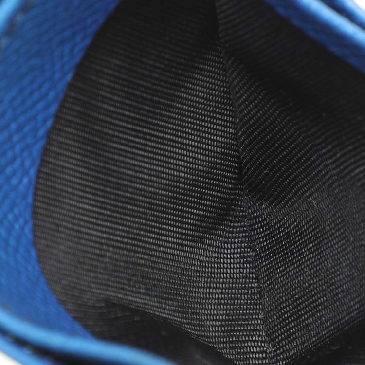 Pre Owned Dolce & Gabbana Blue Leather DG Logo Card Holder