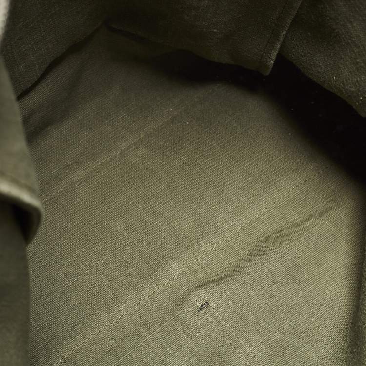 Pre Owned Dolce & Gabbana Green/Dark Brown Distressed Finish Canvas Tote