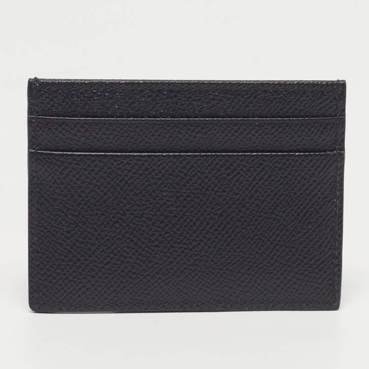 Pre Owned Dolce & Gabbana Logo Plaque Black Leather Card Holder