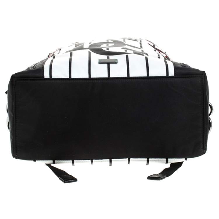 Pre Owned Dolce & Gabbana Black/White Royal King Print Backpack