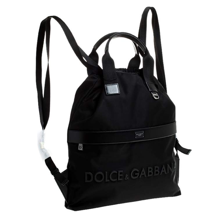 Pre Owned Dolce & Gabbana Black Nylon Drawstring Backpack