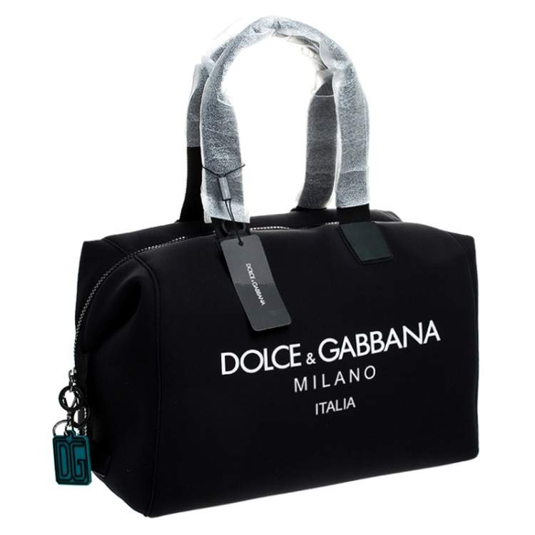 Pre Owned Dolce & Gabbana Black Neoprene Carabiner Clip Holdall Duffle Bag