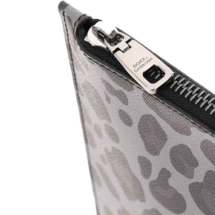 Pre Owned Dolce & Gabbana Grey/Black Leopard Print Pouch 