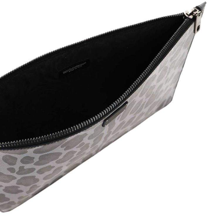 Pre Owned Dolce & Gabbana Grey/Black Leopard Print Pouch 