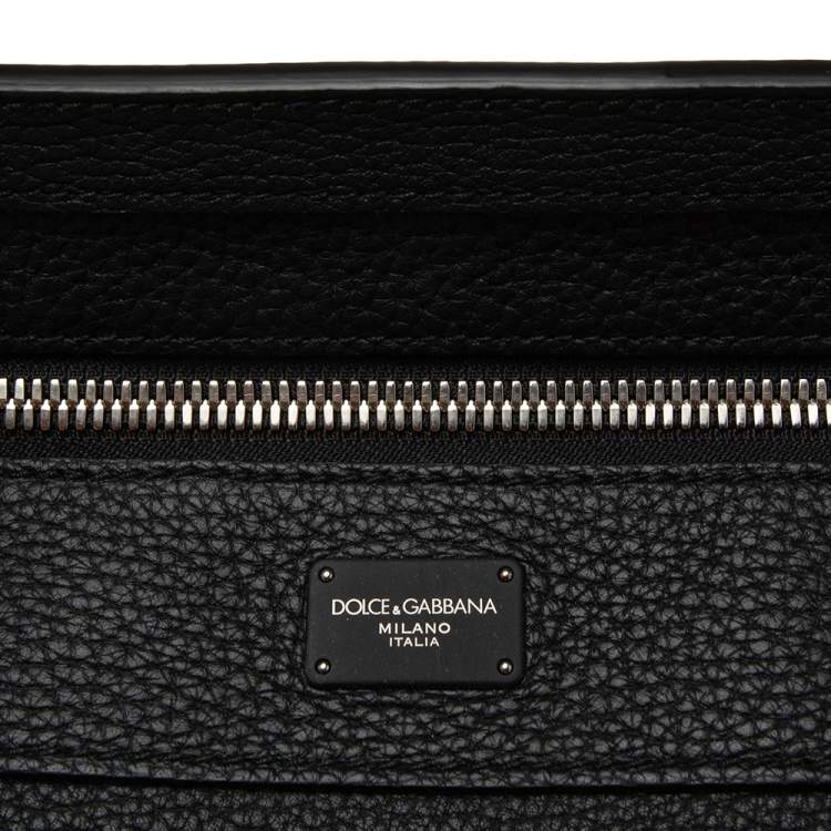 Pre Owned Dolce & Gabbana Black Leather Sicily Work Briefcase