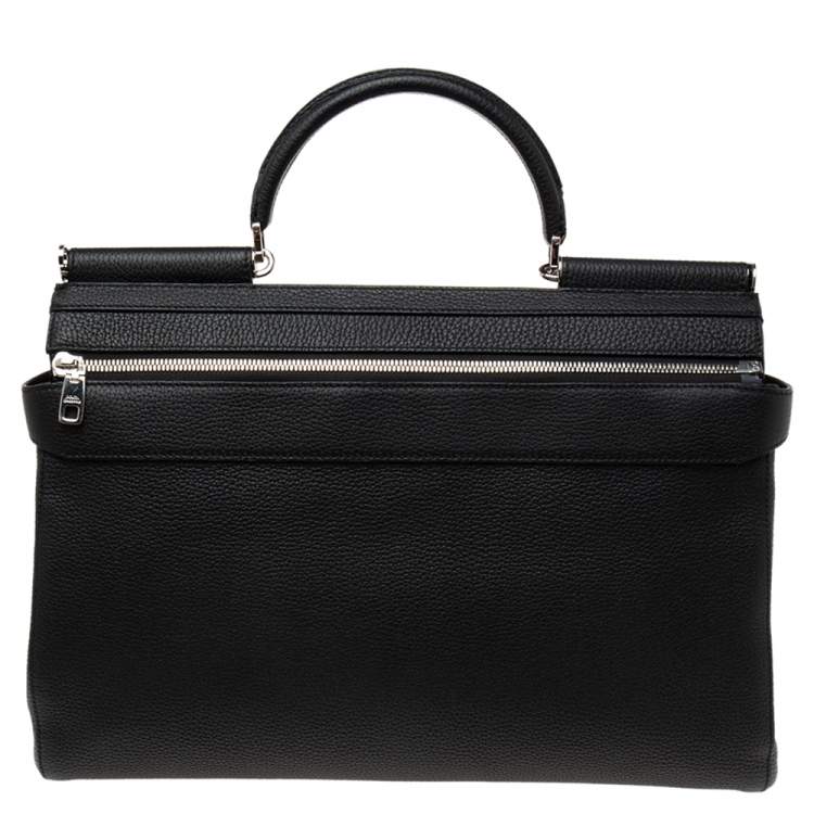 Pre Owned Dolce & Gabbana Black Leather Sicily Work Briefcase