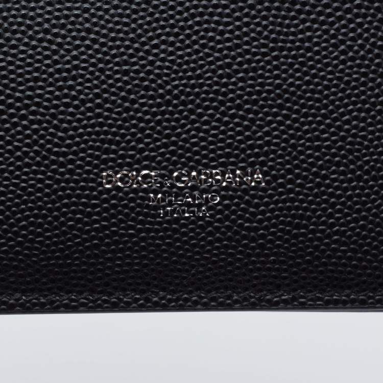 Pre Owned Dolce & Gabbana Black Leather Bifold Compact Wallet