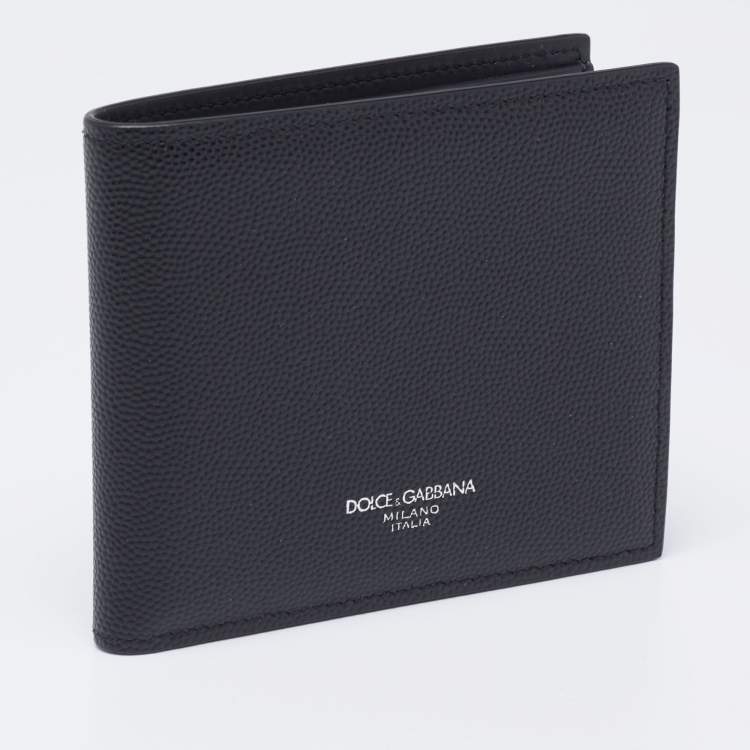 Pre Owned Dolce & Gabbana Black Leather Bifold Compact Wallet