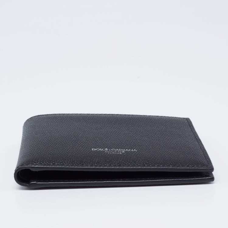 Pre Owned Dolce & Gabbana Black Leather Bifold Compact Wallet