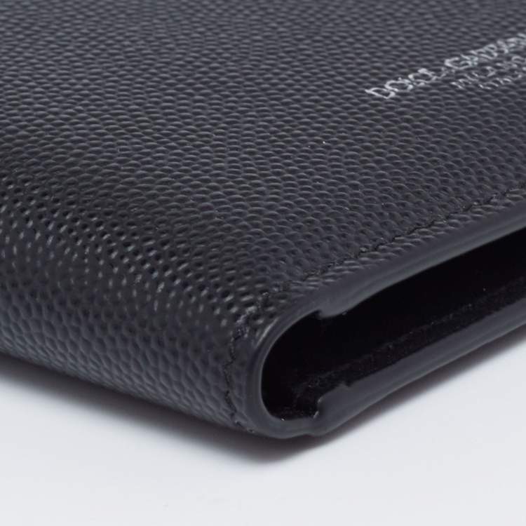 Pre Owned Dolce & Gabbana Black Leather Bifold Compact Wallet