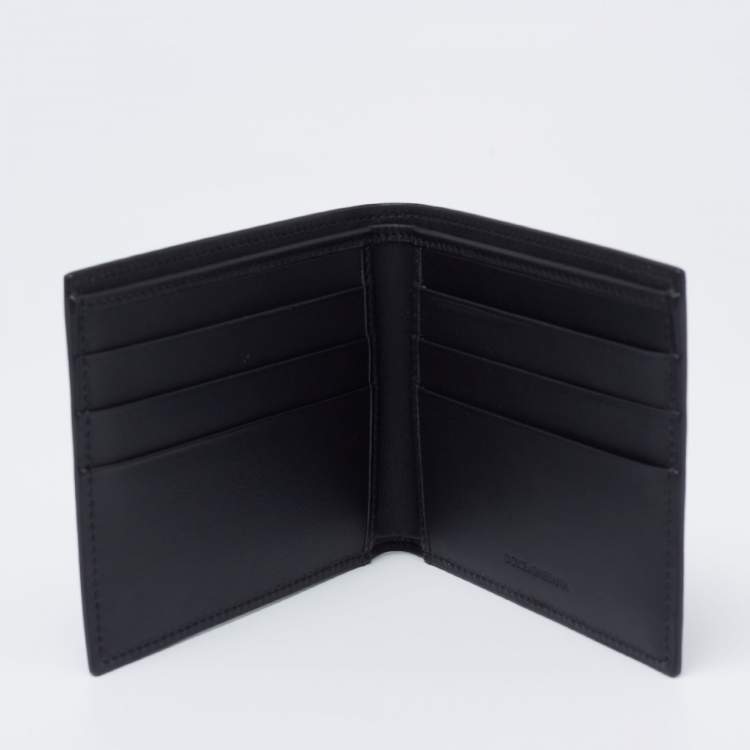Pre Owned Dolce & Gabbana Black Leather Bifold Compact Wallet