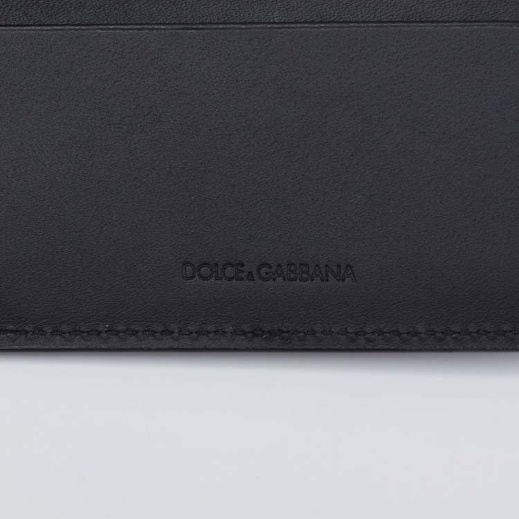 Pre Owned Dolce & Gabbana Black Leather Bifold Compact Wallet