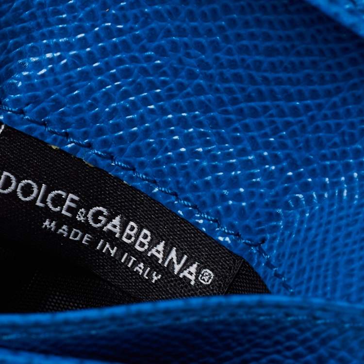 Pre Owned Dolce & Gabbana Blue Leather Logo Bifold Compact Wallet